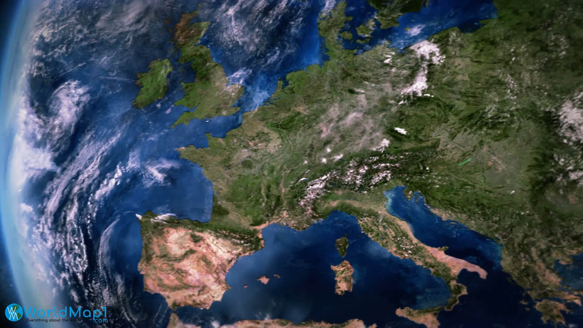 Europe from Space in Day Time